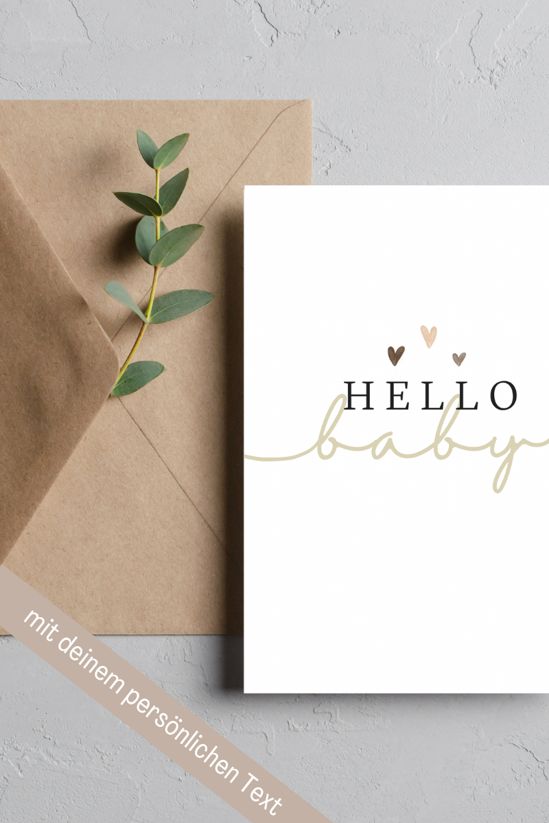 Hello Baby Card - Hearts