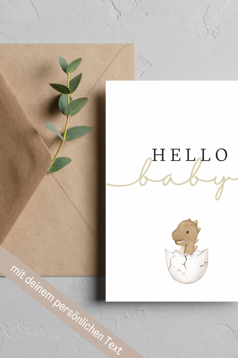 Hello Baby Card - Dino