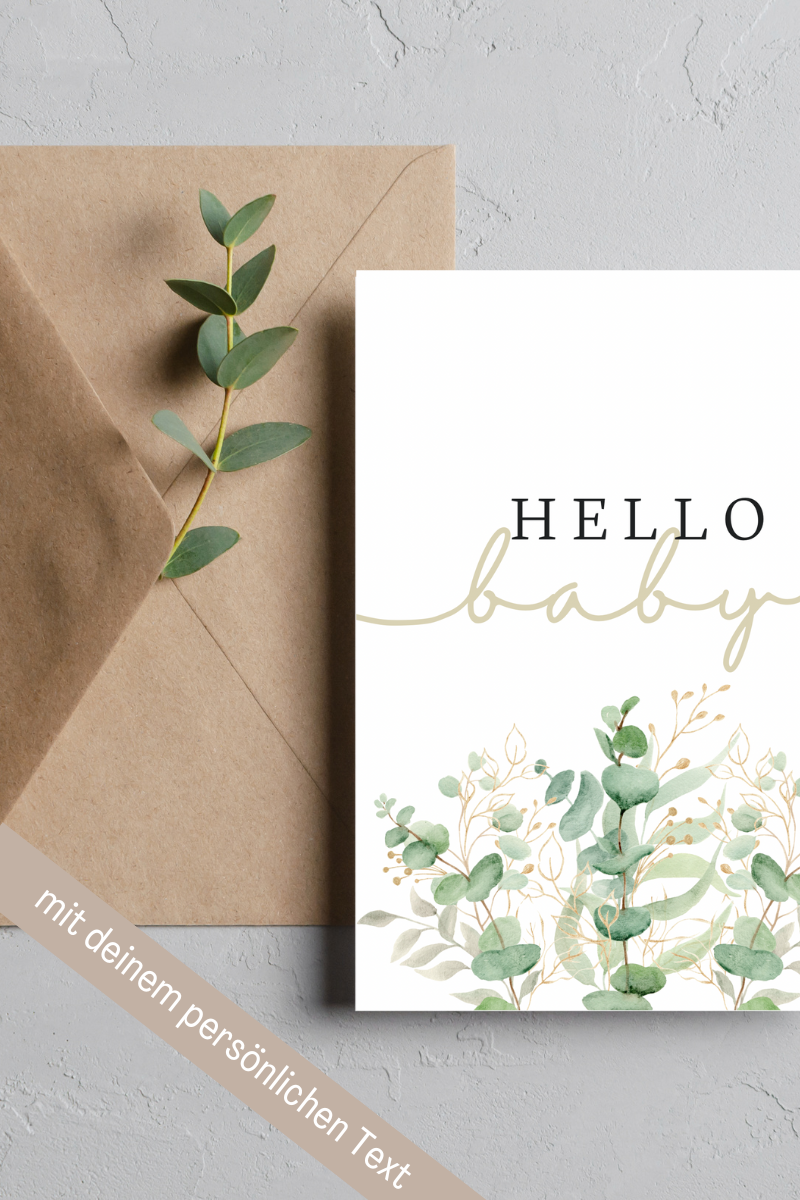 Hello Baby Card - Eucalyptus