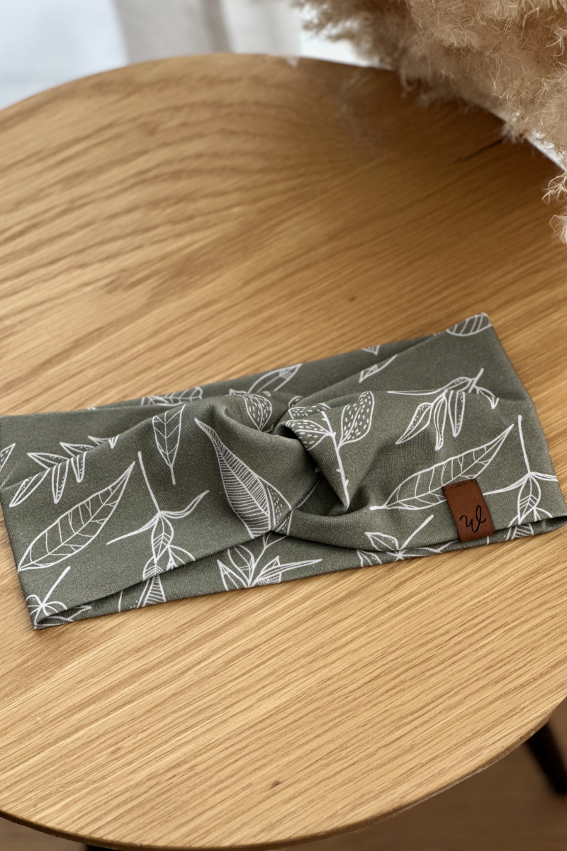 Stirnband Olive mit Knoten