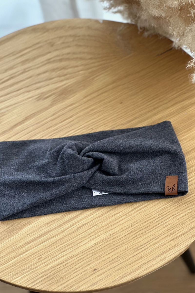 Stirnband Anthrazit mit Knoten