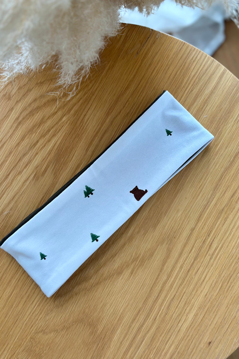 Headband dark green / mini bears