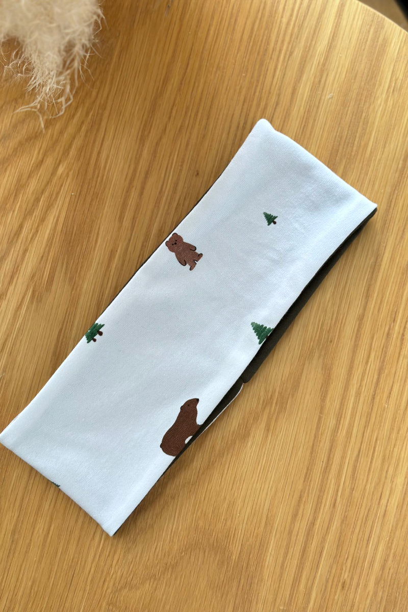 Headband dark green / mini bears