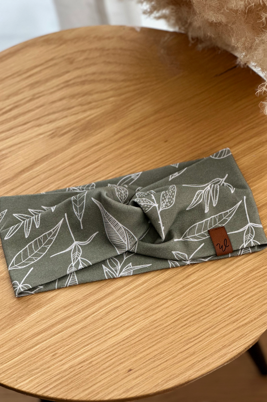 Stirnband Olive mit Knoten
