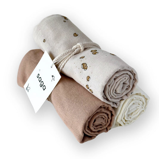 Spucktuch-Set - Creme/Print