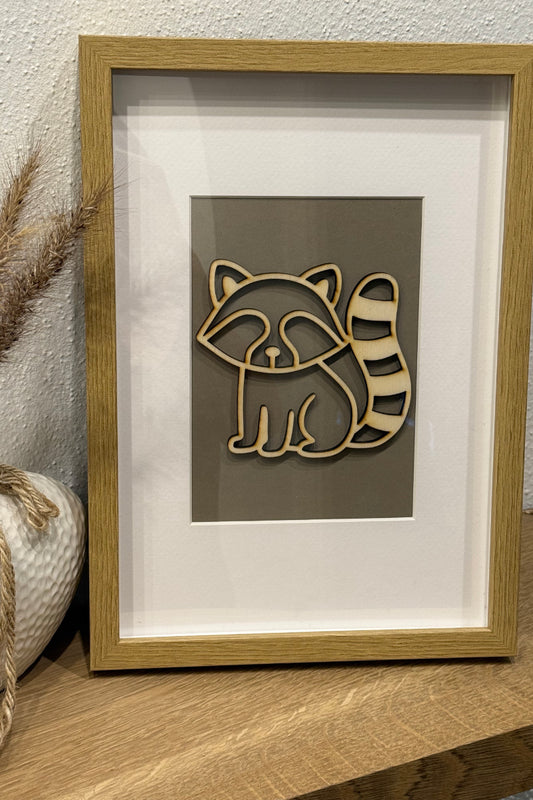 Holzbild - Waschbär